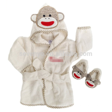 Entzückende Affe Terry Hooded Bath Robe für Jungen und Mädchen, weiche hypoallergen 100% natürliche Baumwolle, absorbierende Kleinkind Bademantel Gif